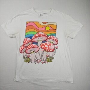 Threadless Meowshroom T-Shirt Graphic Size Medium White-Colorful- 100% Cotton